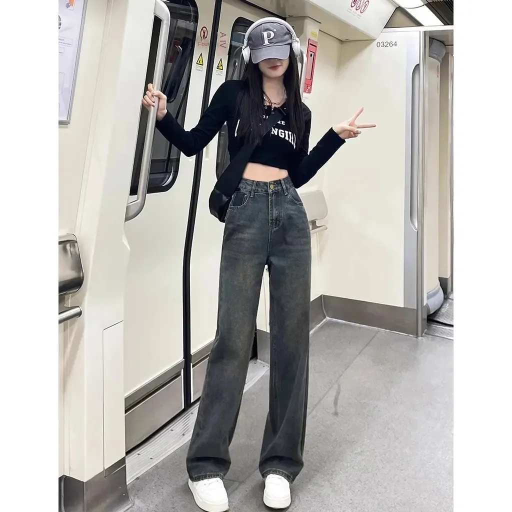 

Мешковатые джинсы Y2k. Женские джинсы свободного покроя. Прямые брюки с высокой посадкой. Джинсовая коллекция осень-зима 202. Модные удобные брюки.