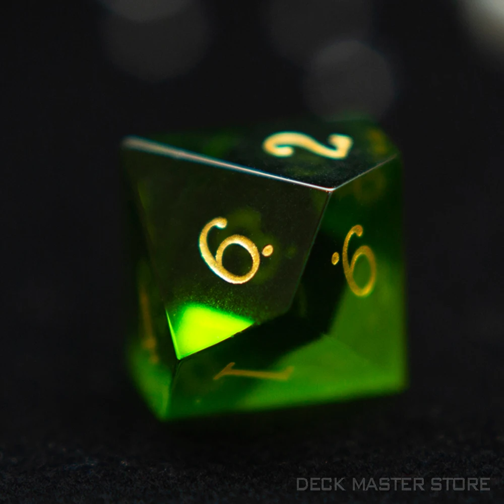 Green Glass Dice Polyhedral Gemstone Various Shapes Digital D20 DnD Dice for D&D TRPG Tabletop Games Board Games Dice