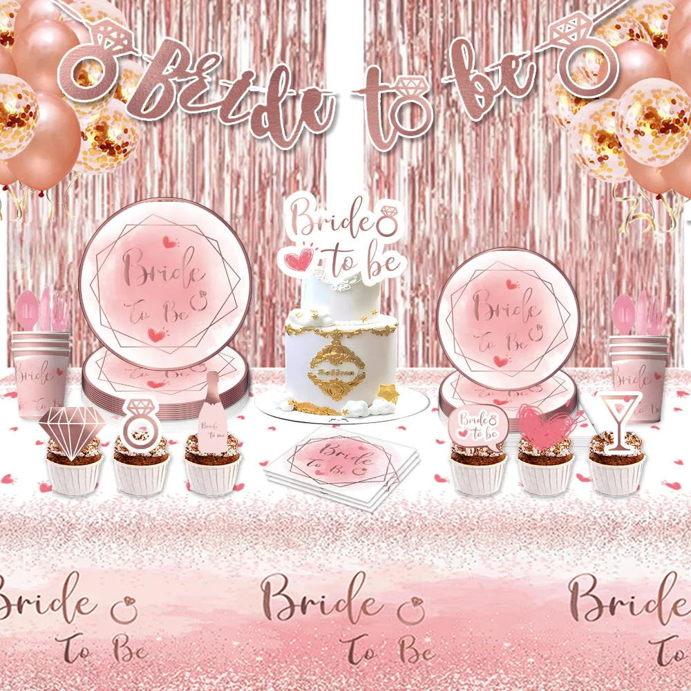 Bride To Be Party Decorations Latex Balloons Set Cup Plates Bachelorette Party Supplies Veil Sash Team Bride Wedding Decor