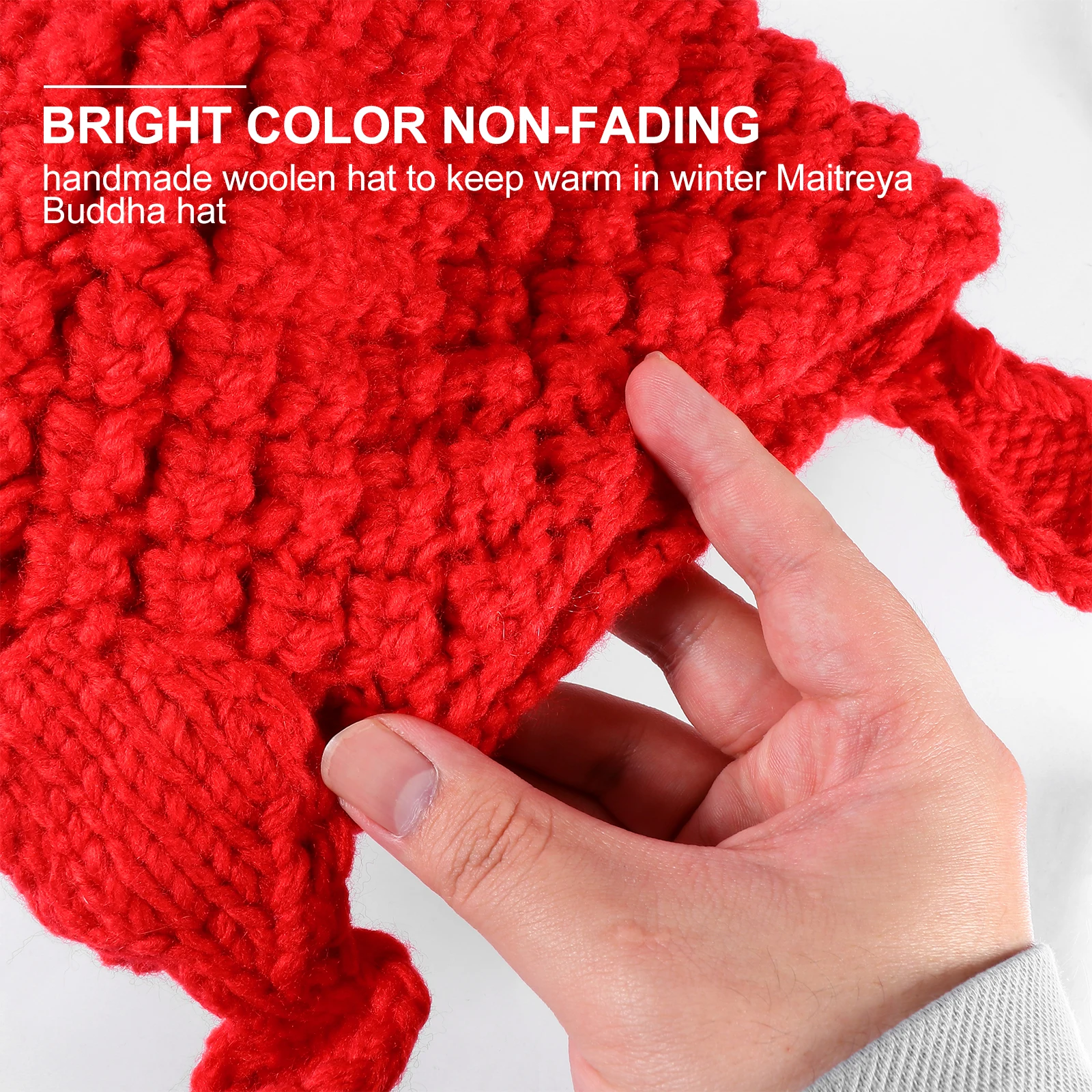 

Fashion Knitted Beanie Warm Wool Hat Winter Autumn Outdoor Cap Buddha Design Soft Skin-Friendly Flexible Easy Wear For Family