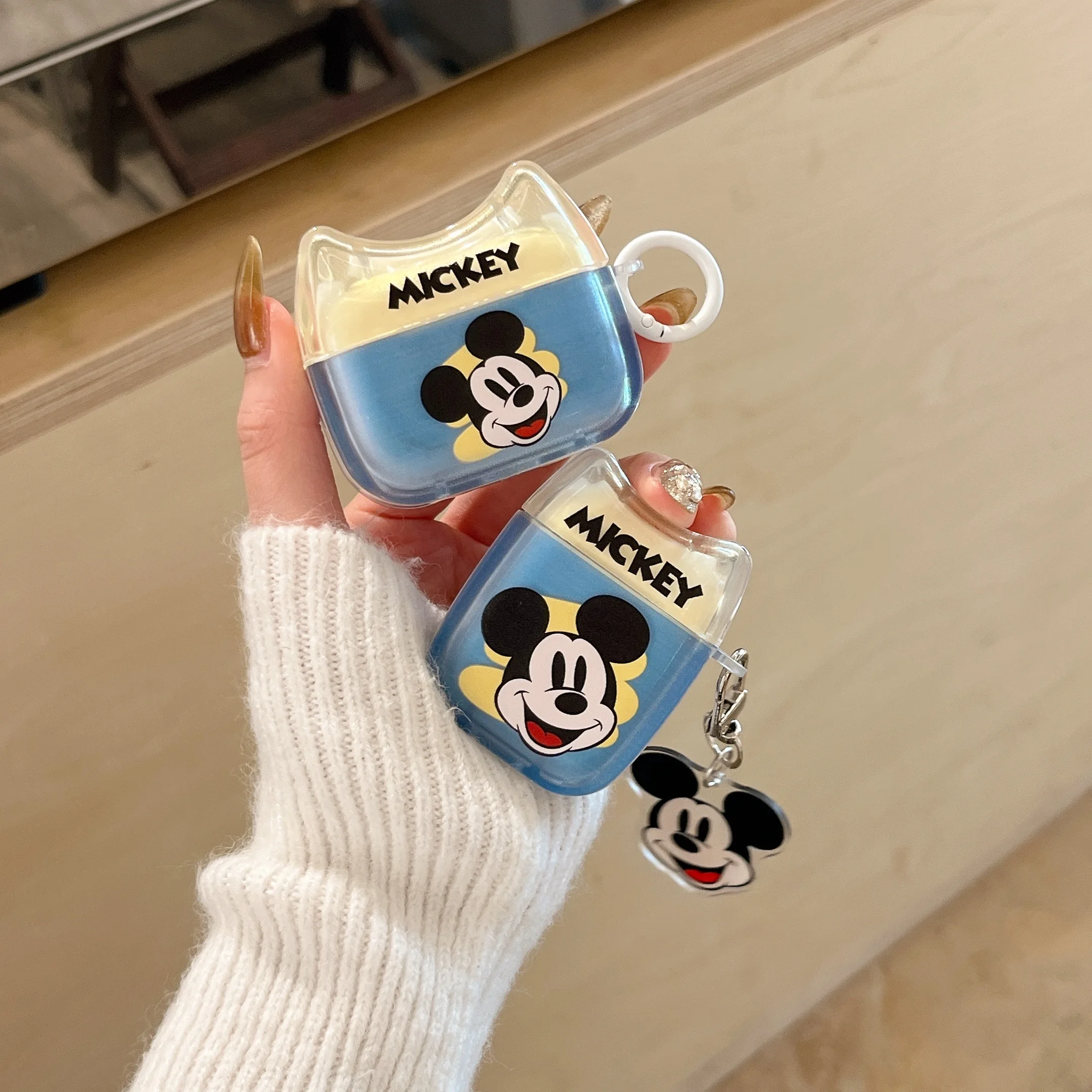 Girls like presents Cat ears Cute Mickey Mouse Cartoon Disney Animation For Airpods 4,1,2,3,Pro,Pro2 Anti-drop Headphone Case