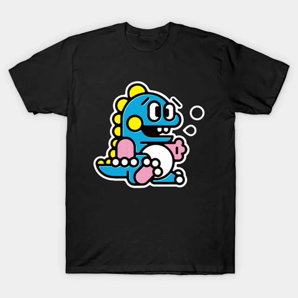 Retro Pixels Game Bubble Bobble Gift T-shirt for Arcade Gamer 0810 Cute Cartoon Dinosaurs  Graphic Clothes All Size Tops S-6XL