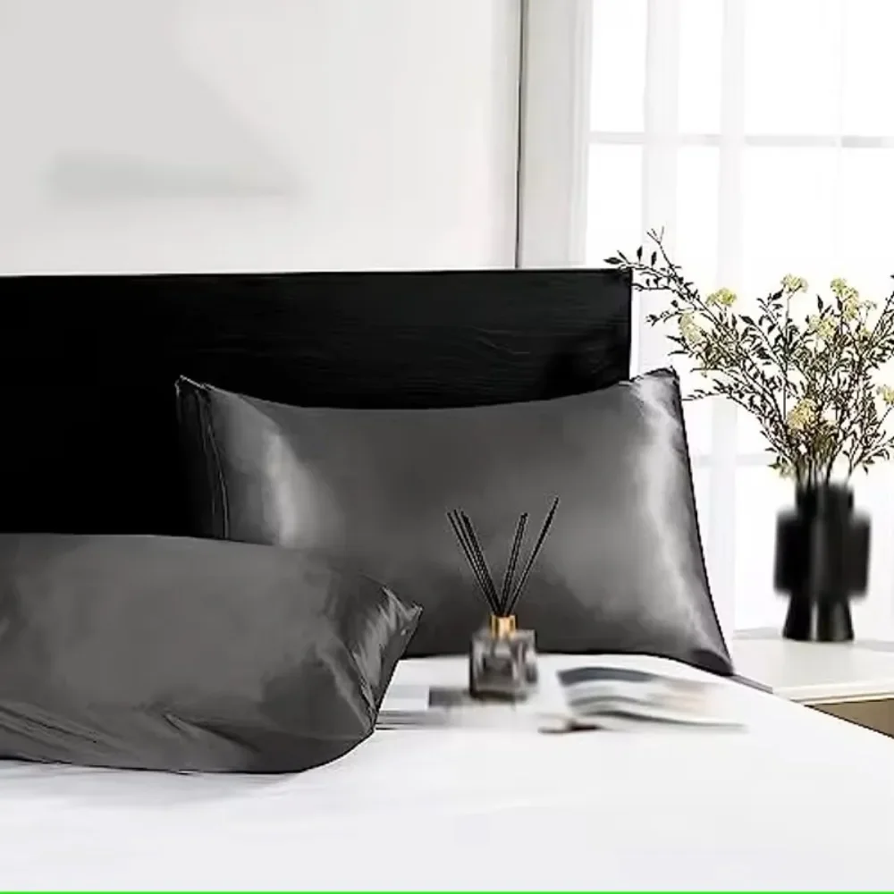Silk Pillowcase Set of 2, Soft Breathable Mulberry Silk Pillow Cover for Hair and Skin, Luxury Zippered Pillow Case for