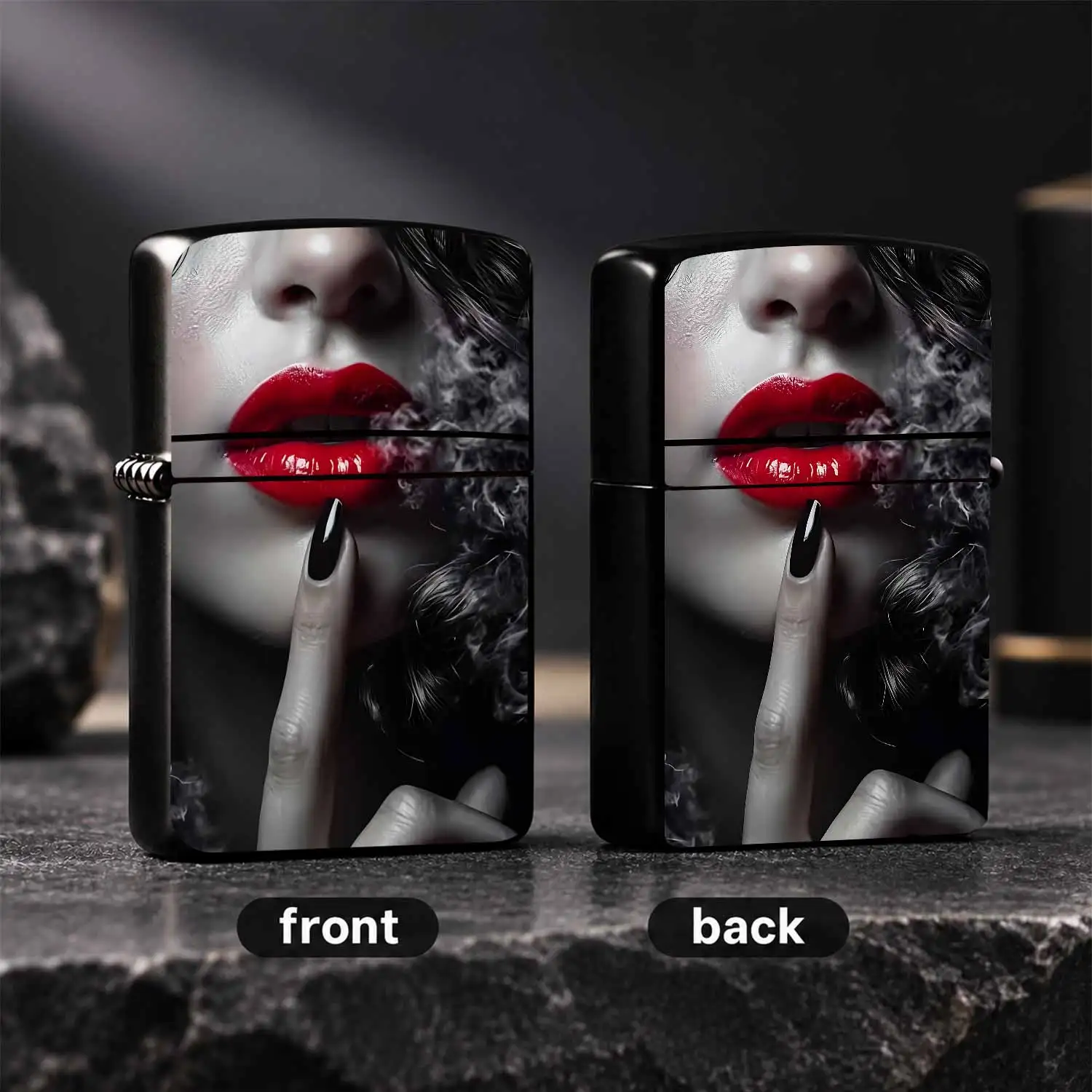 Stylish Artistic Red Lip Figure Pattern Decorative Lighter Cool Unique Portable Accessory Suitable For Daily Dating Gathering Multiple Scenarios Exquisite Creative Practical Gift For Friends Trendy Versatile Daily Use Ac A Humorou And Inter