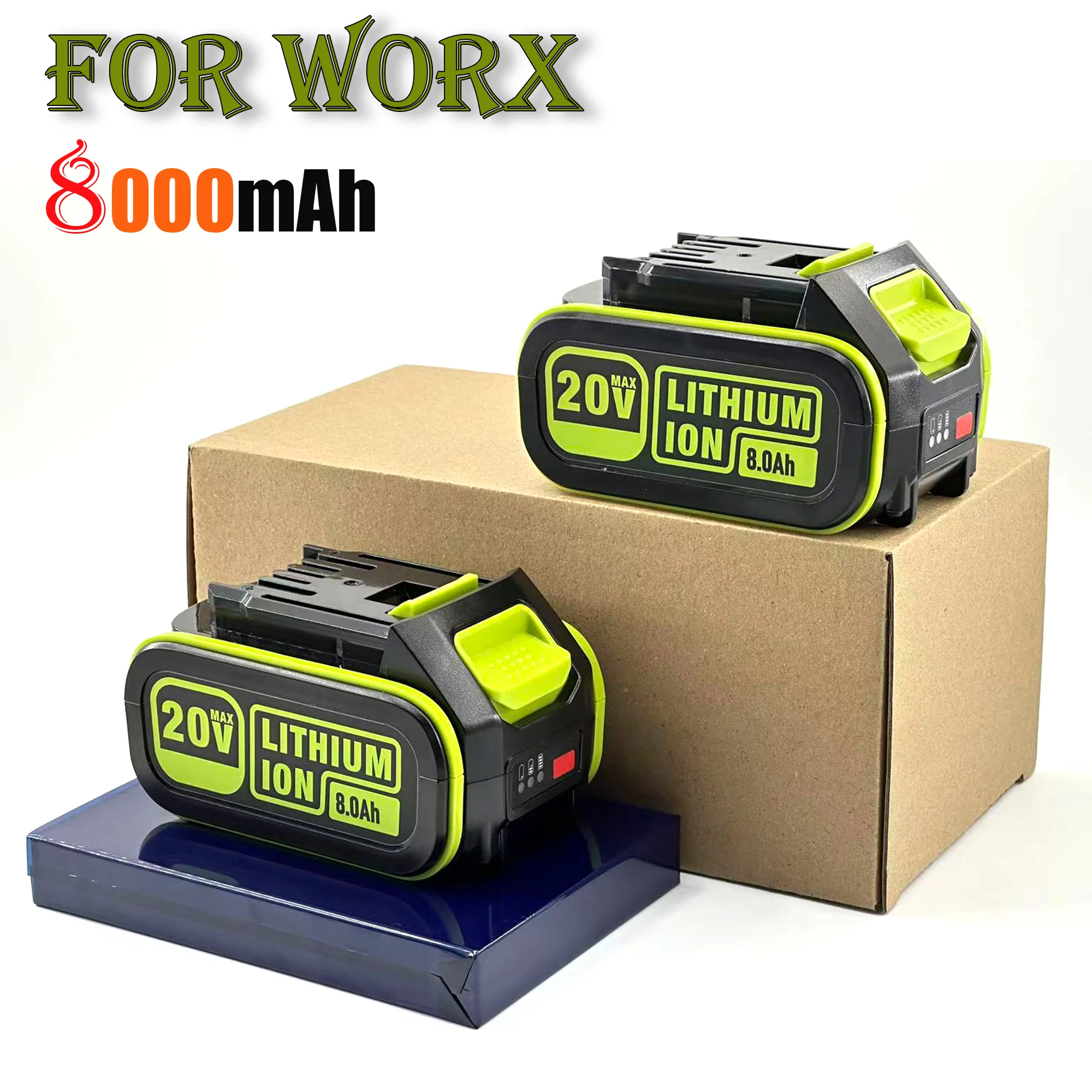 

WORX WA3520 20V 5-Pin Li-ion Battery, 8000mAh High-Capacity Replacement for WA35 Series Cordless Tools,Rechg. Bat.