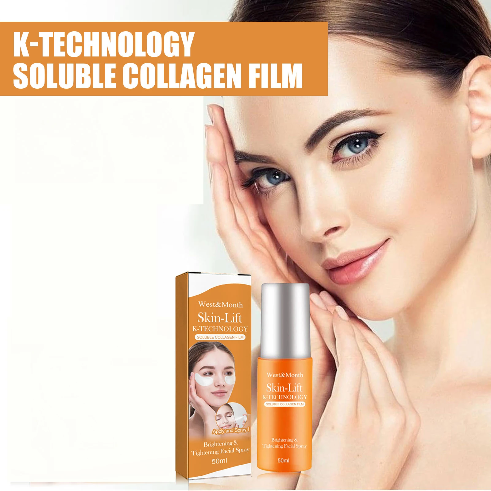 West&Month Water Soluble Collagen Egg Black Tech Spray Facial Skincare Wear Anti-Wrinkle Firming Removal Eye Bag Spray