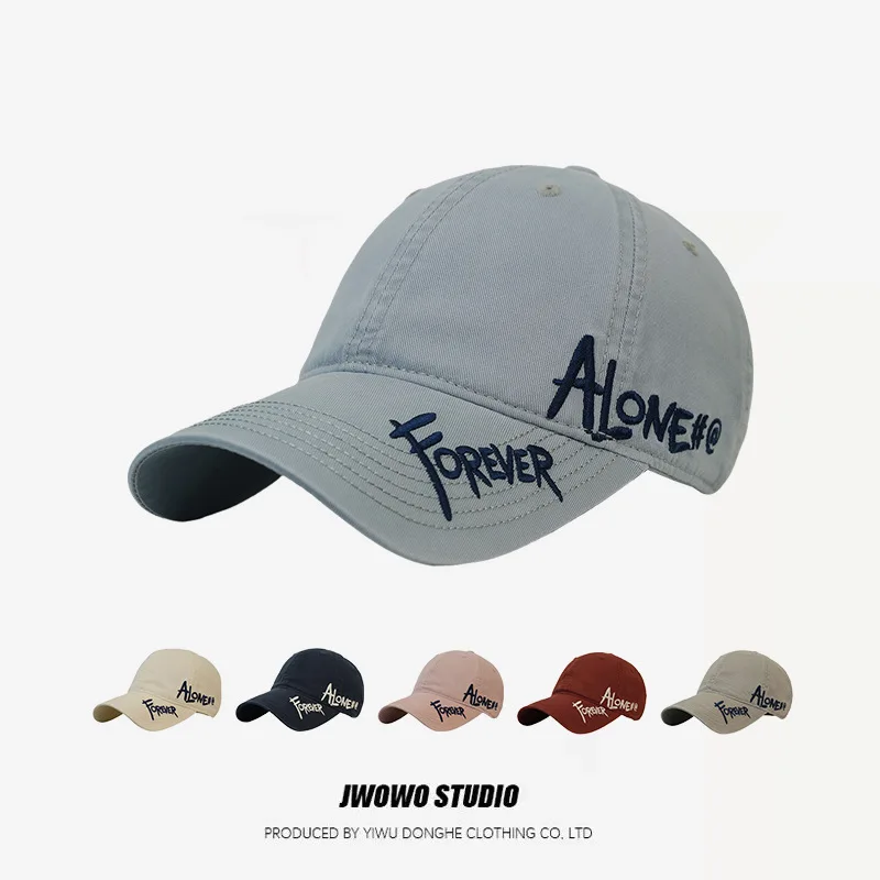 American Retro Fashion Side-letter Embroidered Baseball Cap for Neutral Outdoor Sports Running Hip-hop Cotton Sun Protection Hat