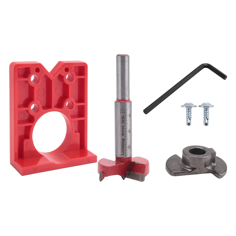 T61C_35mm Hinge Jig Drill Guide Set with Bit Positioner for Furniture Wood