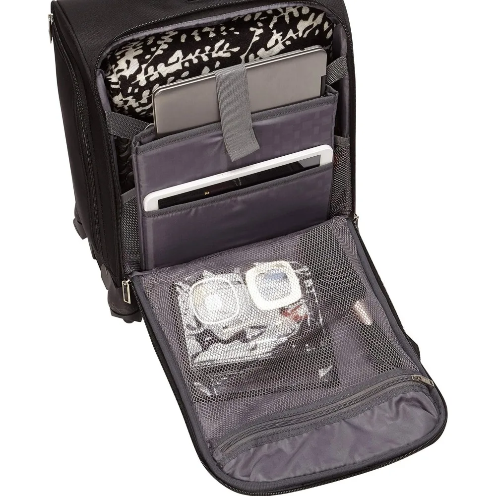 Compact Lightweight Spinner Carry-On Luggage with USB Port, Jet Black, One Size, Travel Essential
