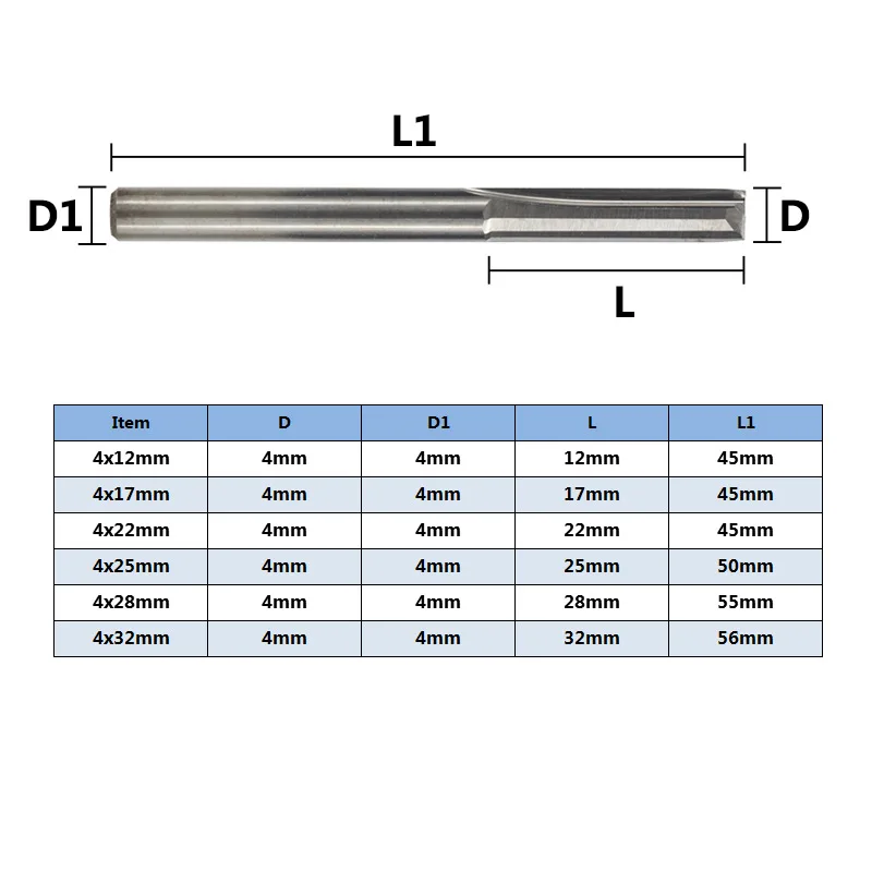 10pcs Carbide End Mill  4mm Shank 2 Flute Straight Slot Milling Cutter MDF Plastic Wood Cutter CNC Machine Router Bit