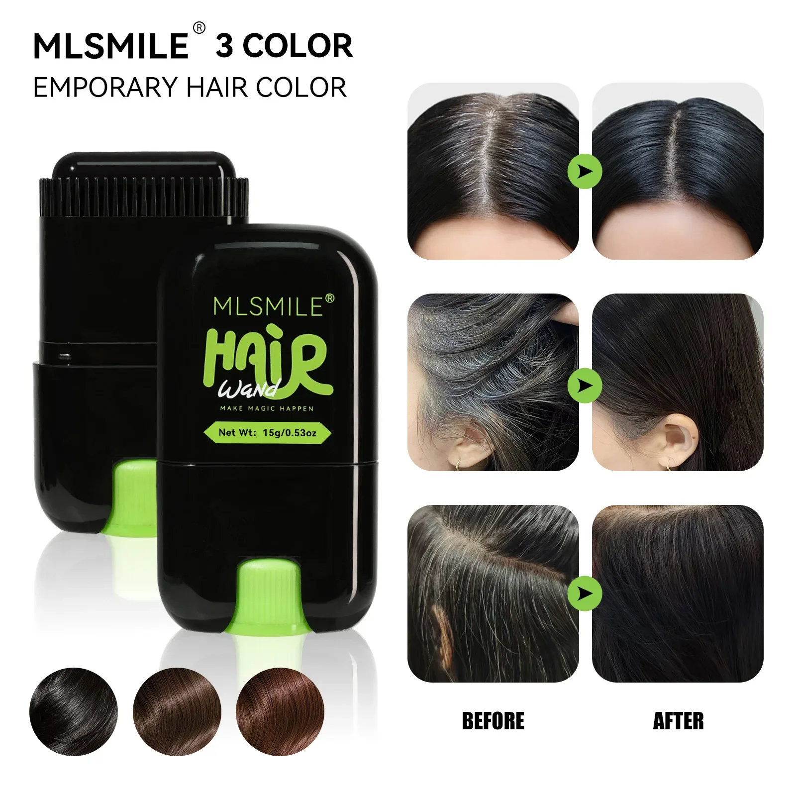 Natural Hair Dye Sticks Black Grey Cover Disposable Comb Non Fade Color Pen Easy Application