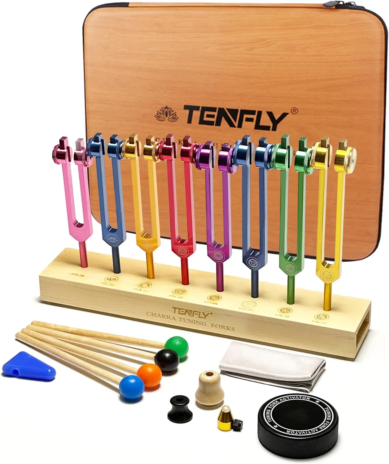 7 Chakra + 1 Soul Purpose Weighted Tuning Forks for Healing, Multicolour (126.22-272.2 Hz)