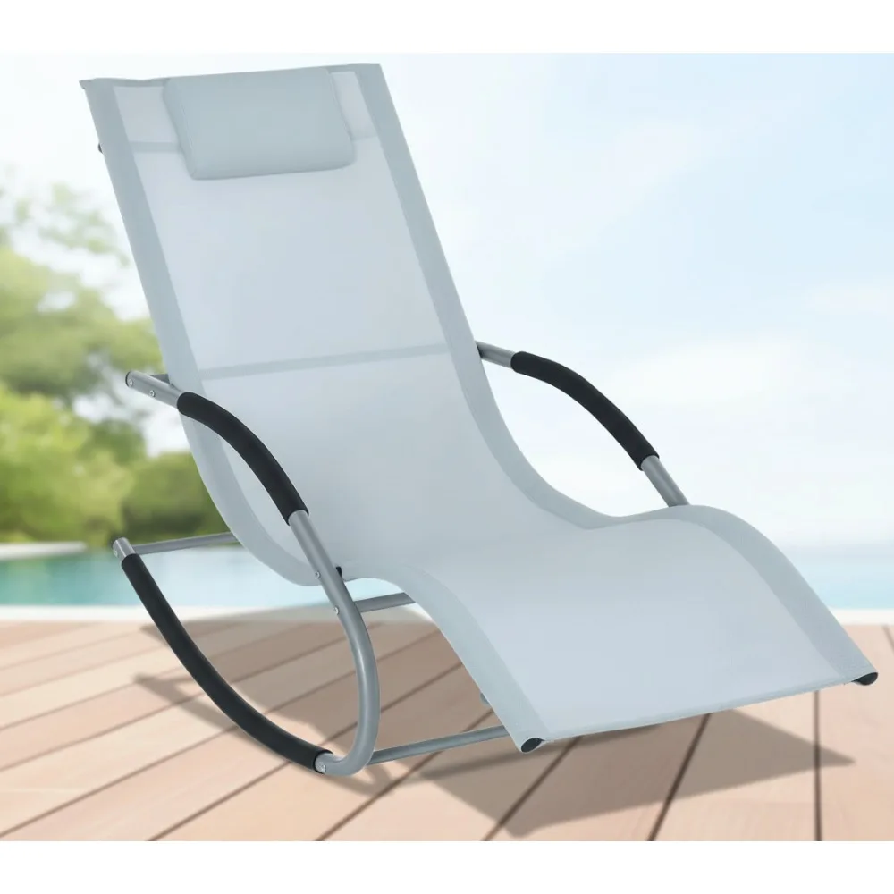 

Zero Gravity Rocking Chair Outdoor Recliner with Detachable Pillow, Weather-Resistant Fabric for Patio, Pool, Deck - Gray