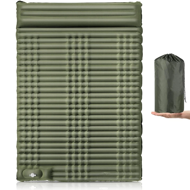 

2025 new thickened 10CM double inflatable pad pull belt camping automatic inflatable pad, tent sleeping pad