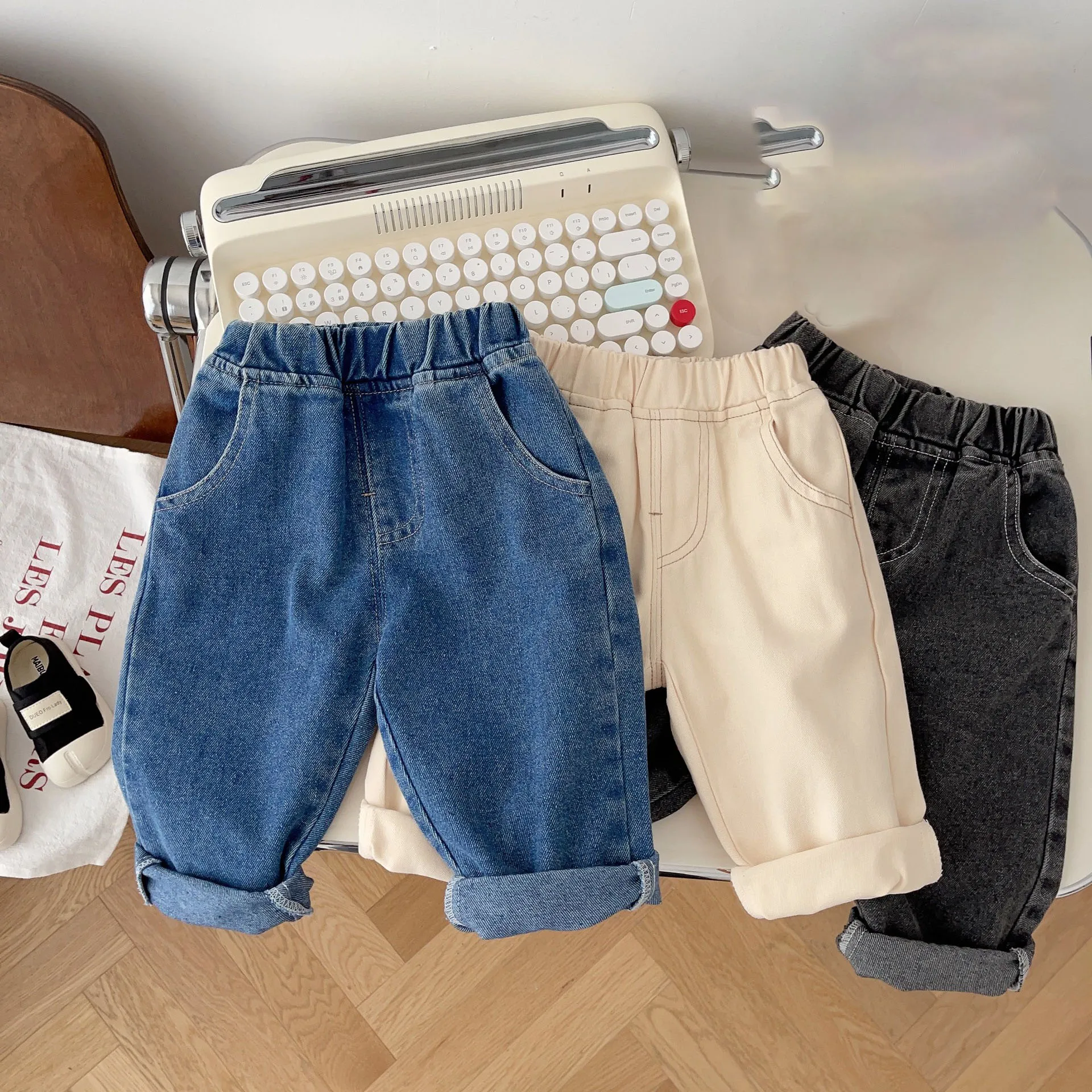 LILIGIRL 2026  Baby Pants Solid Kids Jeans Casual  Boys Denim Pants Soft  Girls Fashion Trousers