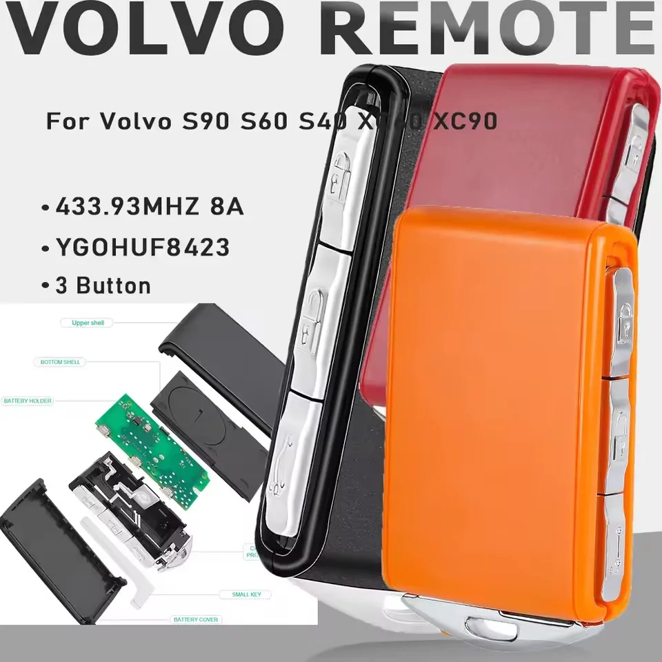 

KEYECU YGOHUF8423 433Mhz 8A Chip 3 Button Keyless Go Smart Car Key Fob for Volvo S90 S60 S40 XC60 XC90 2016 2017 2018 2019 2020