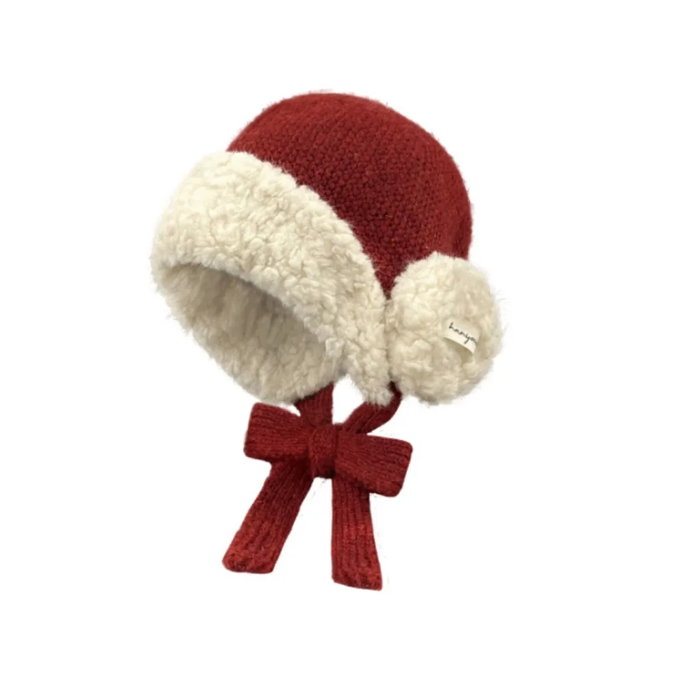 

Fashion Warm Thick Women Knitted Hat Coldproof with Ties Beanies Hat Windproof Thickened Ear Protection Cap Winter Outdoor