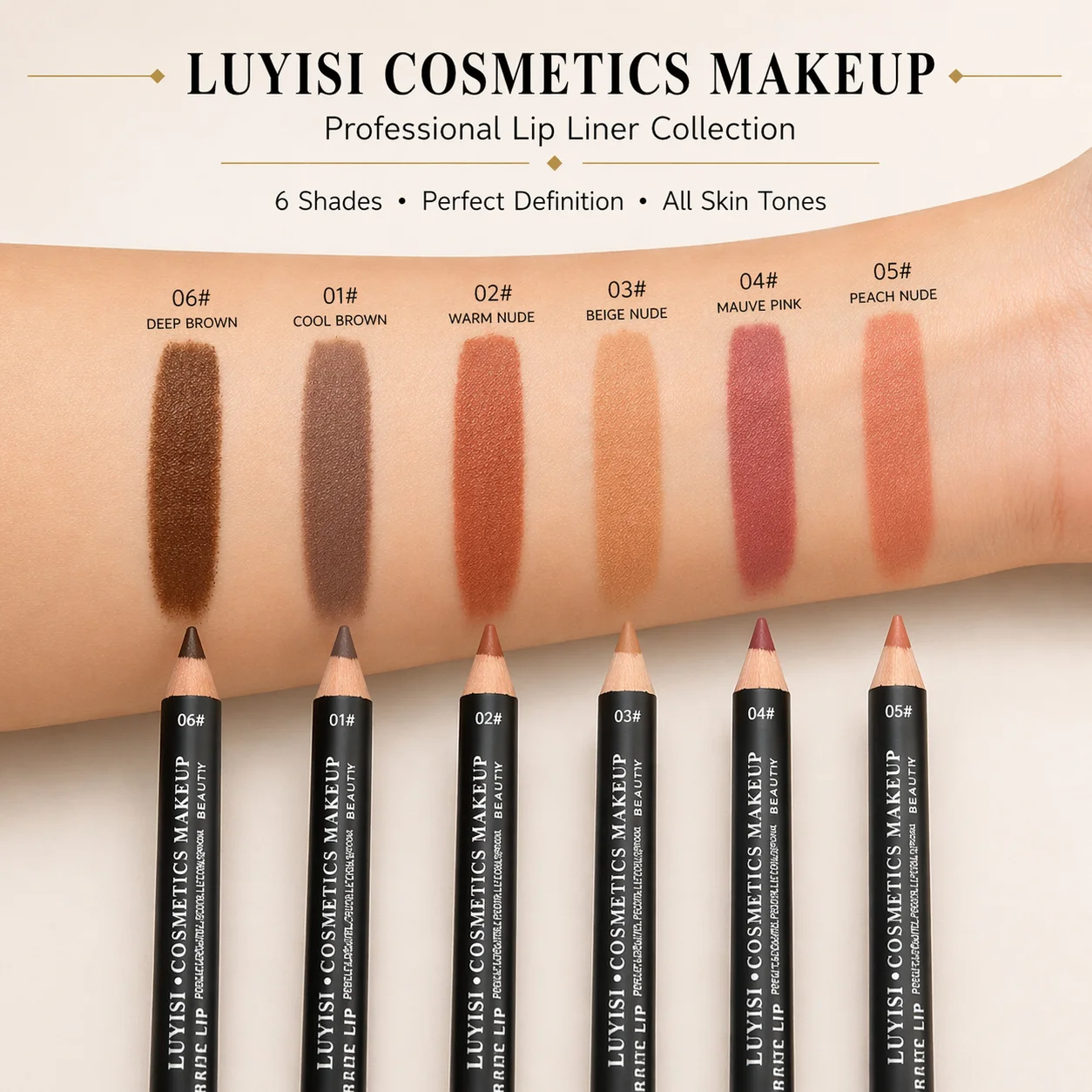 Waterproof Lip Liner,Smudge-Proof Eyeliner Lip Pencil,Highly Pigmented&Smooth Glide, Define Lip Shape,Brown Nude Shades Makeup