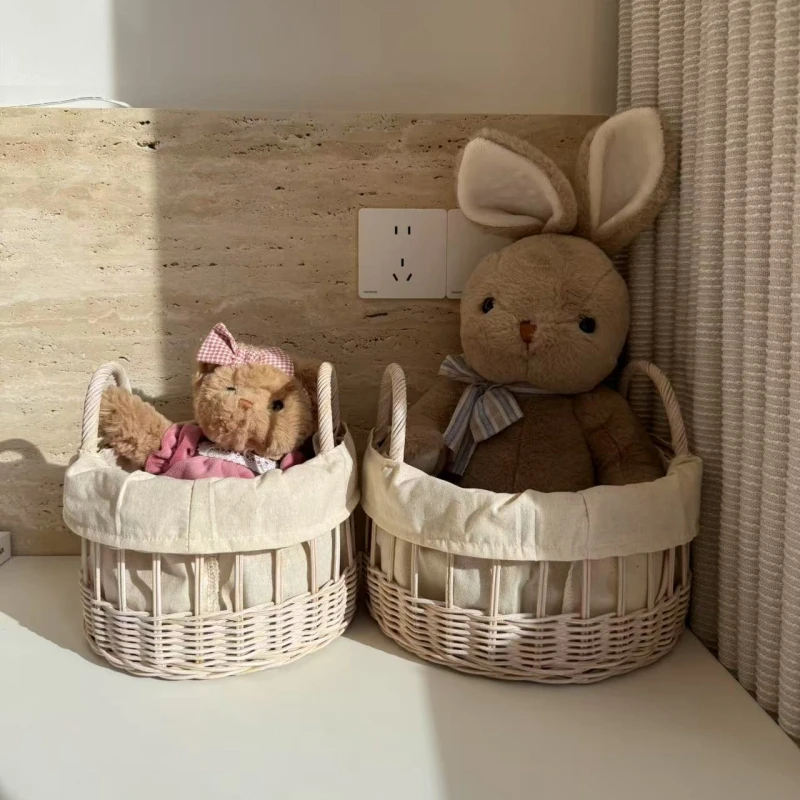 

Rattan basket Fruit bread Desktop basket Snacks sundries Natural woven retro storage basket