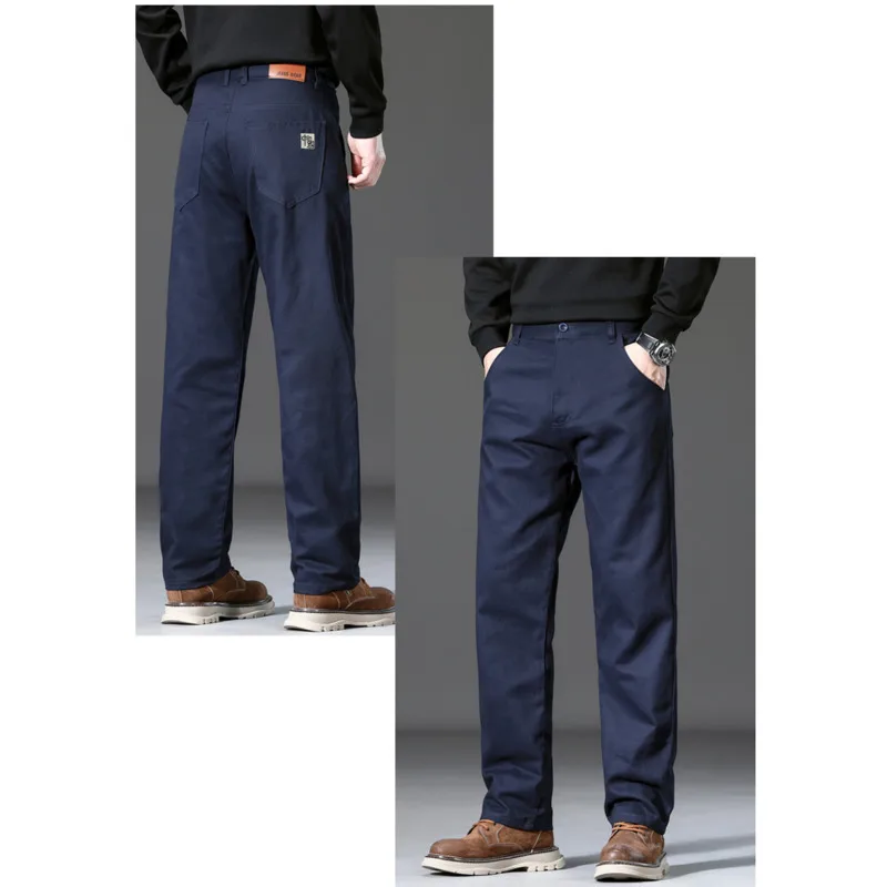 2025 cuatro estaciones nuevo básico Volkswagen pantalones casuales de los hombres sueltos tubo recto moda versátil Color sólido pantalones de cintura media