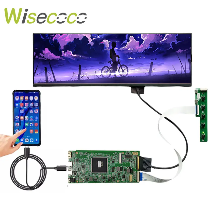 12.7 Inch Ultra Wide Stretched Bar Lcd Shelf Screens Aida64 PC Secondary Display Module  2880*864 120hz Ips Panel Wisecoco