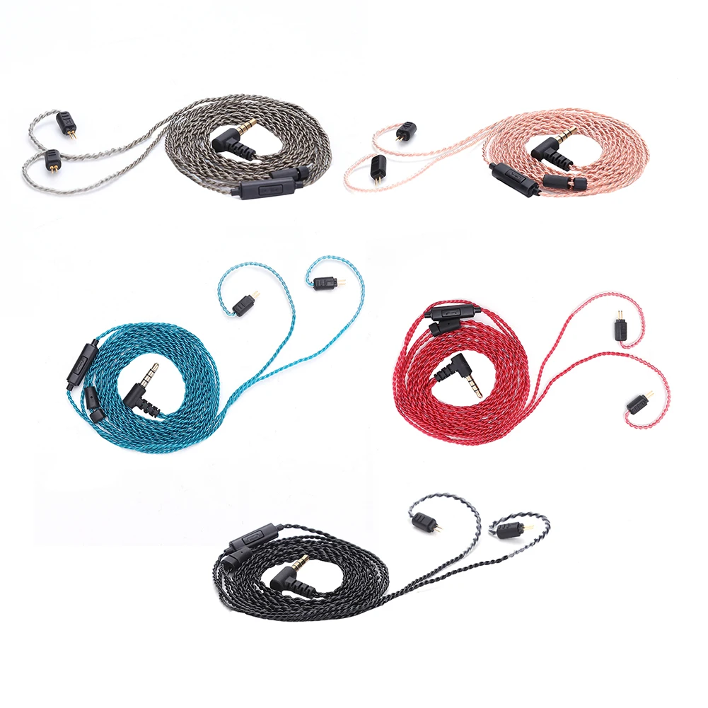 0.78mm 2 Pin Audio Upgrade Cable 3.5mm Plug with Mic Earbuds Cable Single Crystal Copper for Weston 1964 UE3X UE18 W4R Headphone