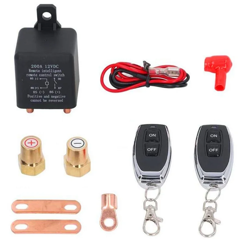 Car Remote Battery Disconnect Cut Off Isolator Switch Fob Relay Wireless 12V 200A Control Remote Switch Anti-Theft