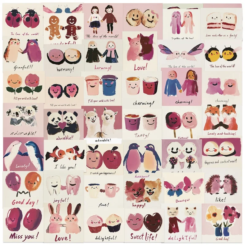 10/30/50PCS Cute Drawing PVC Sticky Sticker Aesthetic DIY Decoration Scrapbooking School Stationery Supplies