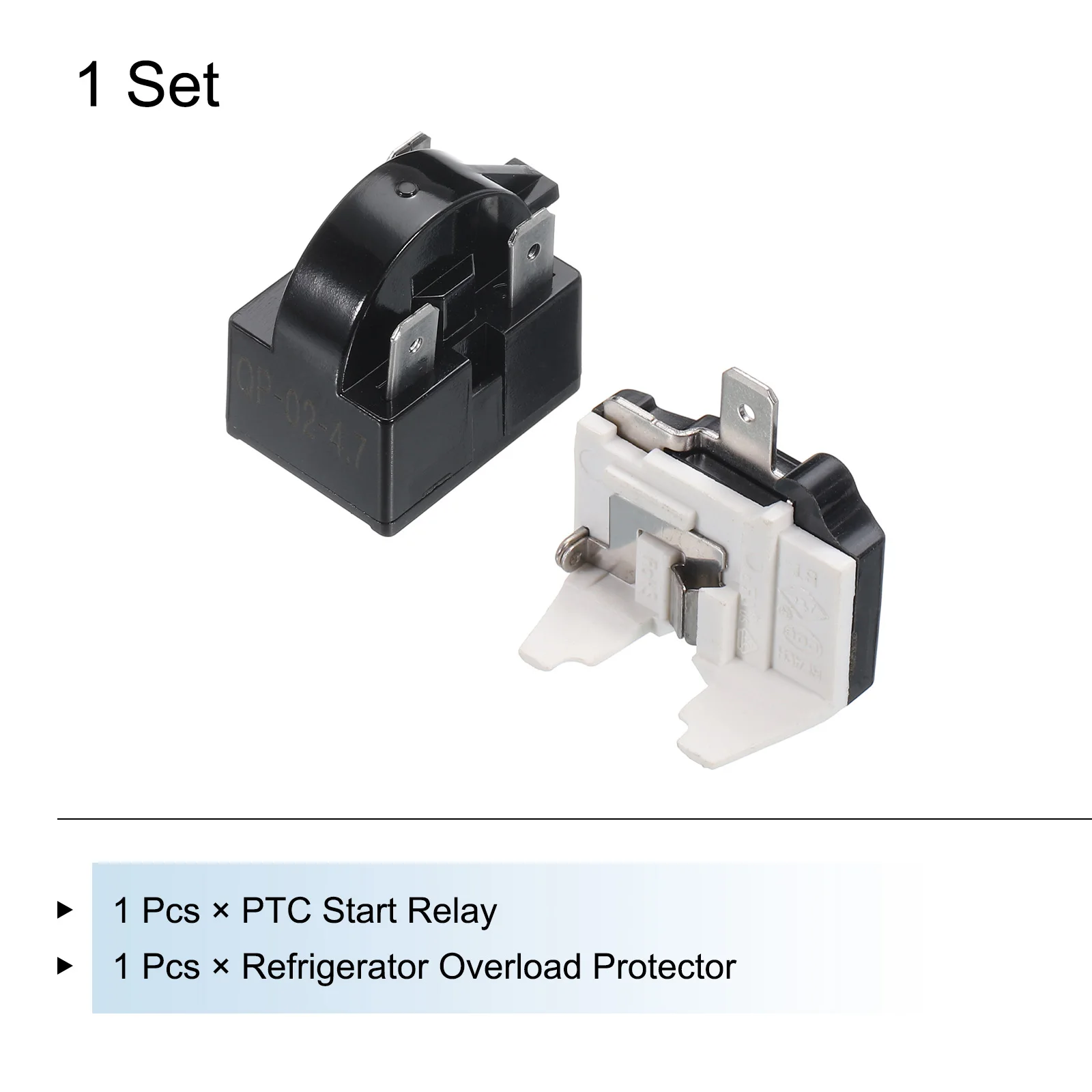 냉장고 PTC 스타터 릴레이, 4.7 옴 과부하 보호대, 1/2HP, 냉장고 압축기, 음료 냉동고, 냉장고 부품, 3 핀