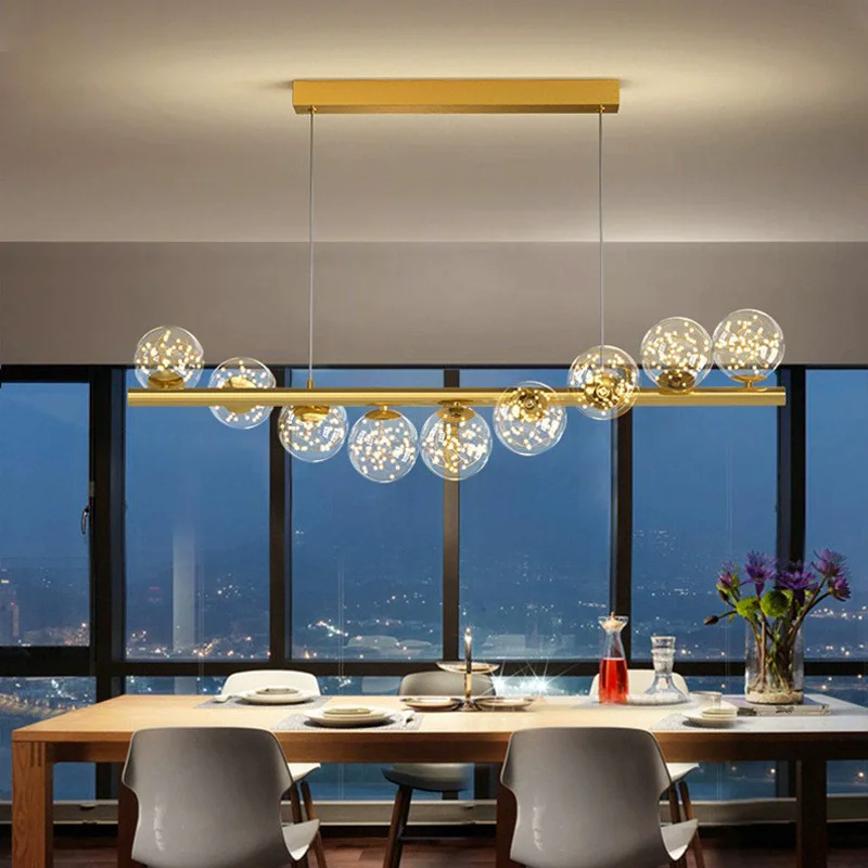 Nordic Restaurant Chandeliers Creative Office Conference Table Front G9 Pendant Light Luxury Dining Table Bar Long Strip Light