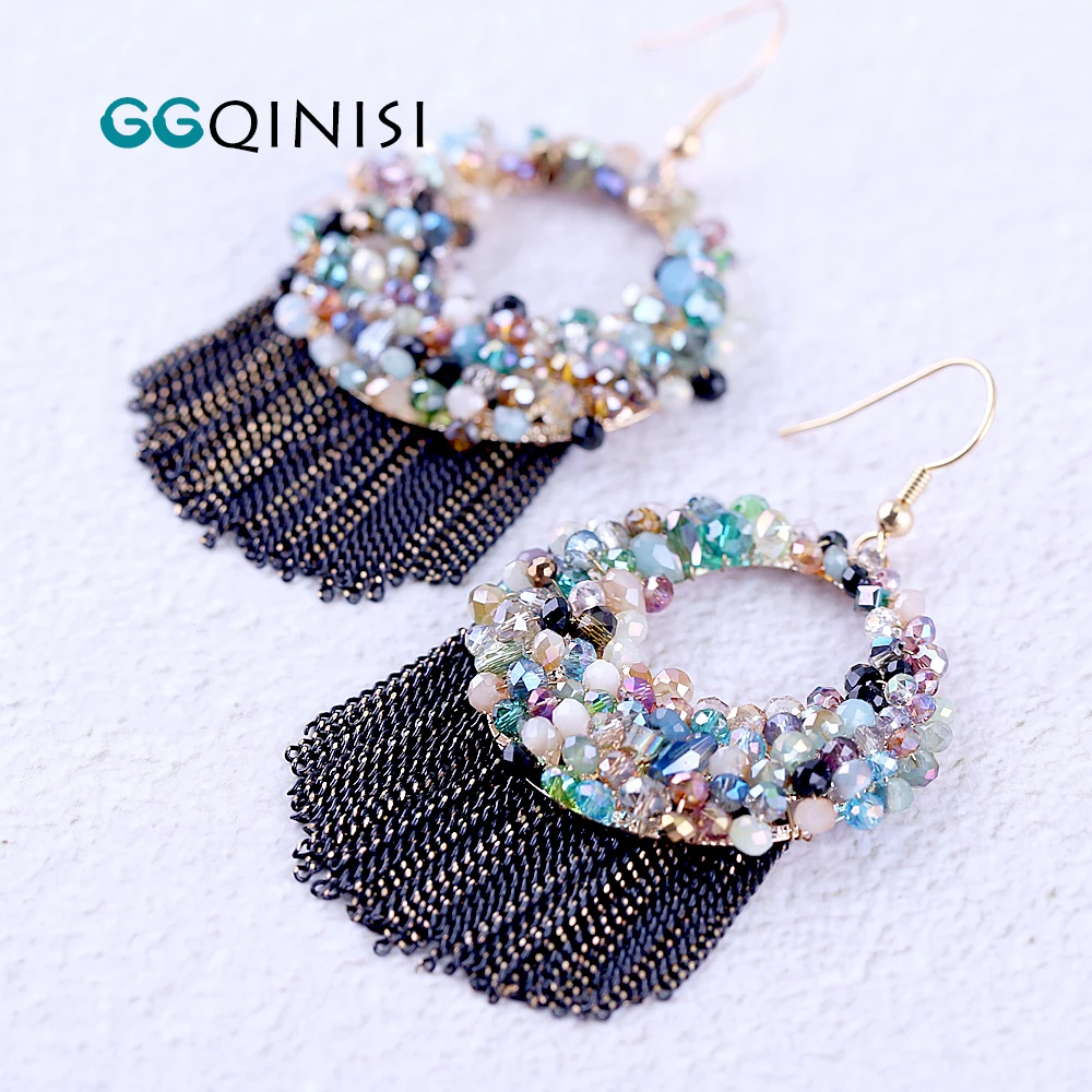 New Arrivals Handmade Crystal Earrings for Girls Engagement Fashion Drop Earrings Jewelry Multicolor Beads Bohemain Earrings