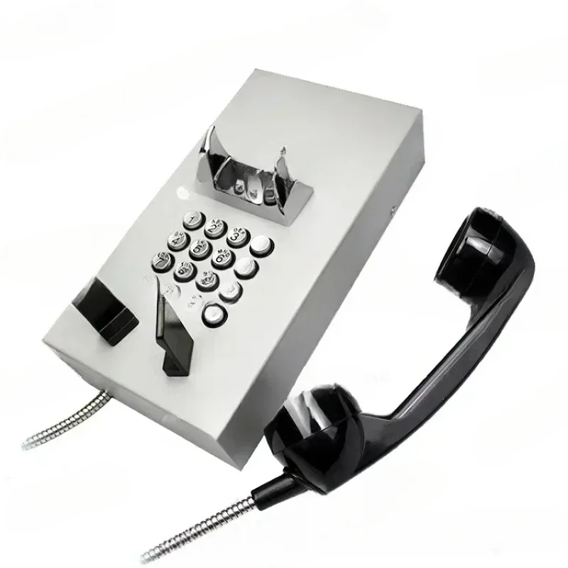 Rugged Stainless Steel Corded Handset PSTN Prisoner, Vandal Resistant Analogue Jail Telephone KNZD-05