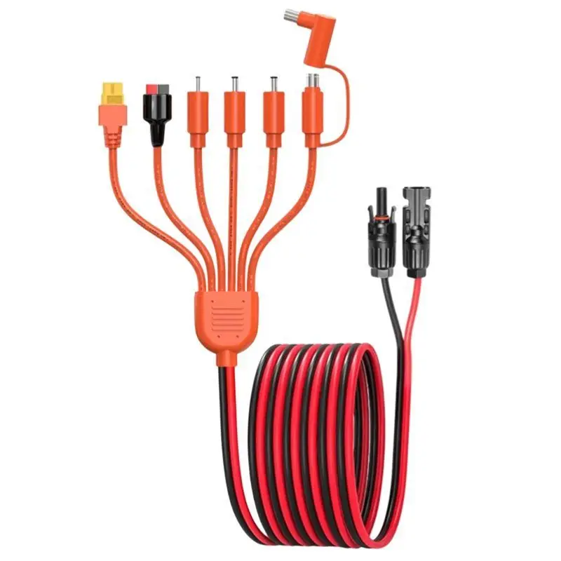 N34R-For XT60 DC7909 DC653012AWG Power Cord 1.8M 7-In-1 Solar Panel Connector Energy Storage Charging Cable