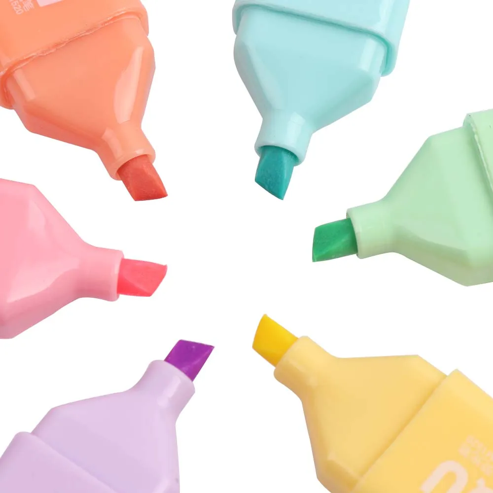 MOTARRO 6 قطعة Kawaii الدب هيغليغتر أقلام لطيف القرطاسية علامات طرف مائل لون الحلوى الفلورسنت قلم باستيل اللوازم المدرسية