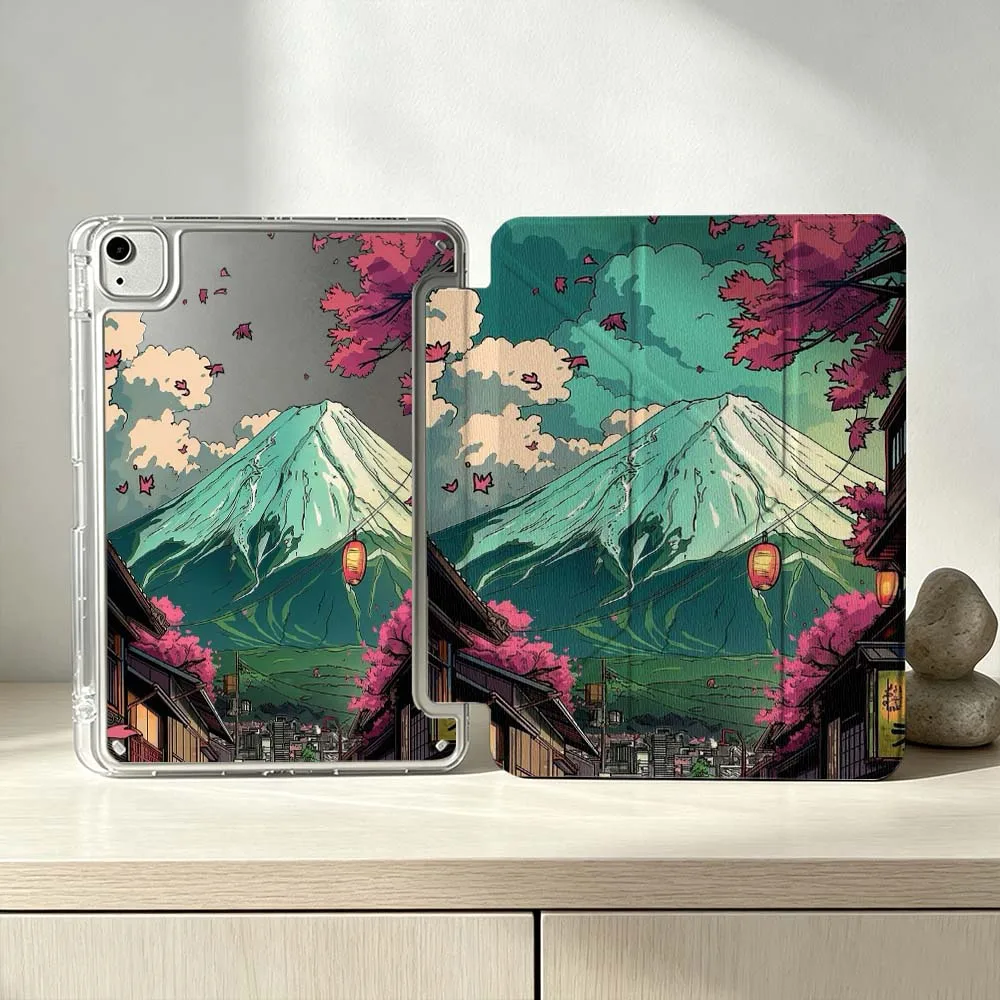 Cartoon Mt Fuji View Soft For iPad Pro Air mini 6 5 4 3 2 1 11th 10th 6th 5th M5 M4 M3 M2 9gen Foldable 3Y Tablet Case