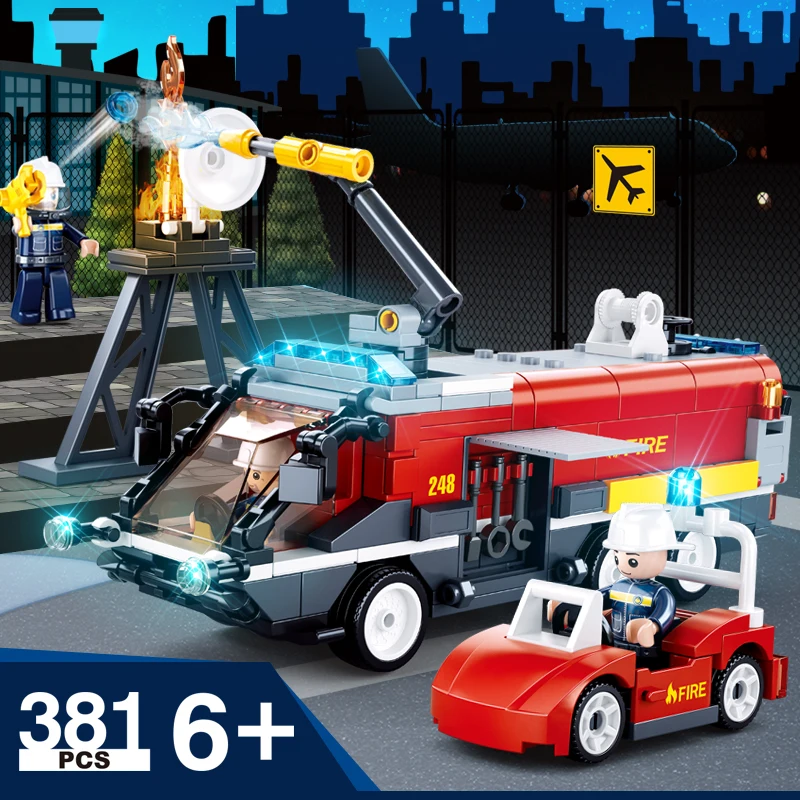 Sluban Building Block Toys Fire Control B0808 Airport Fire Truck 381PCS Bricks Fighting Car Compatbile With Leading Brands