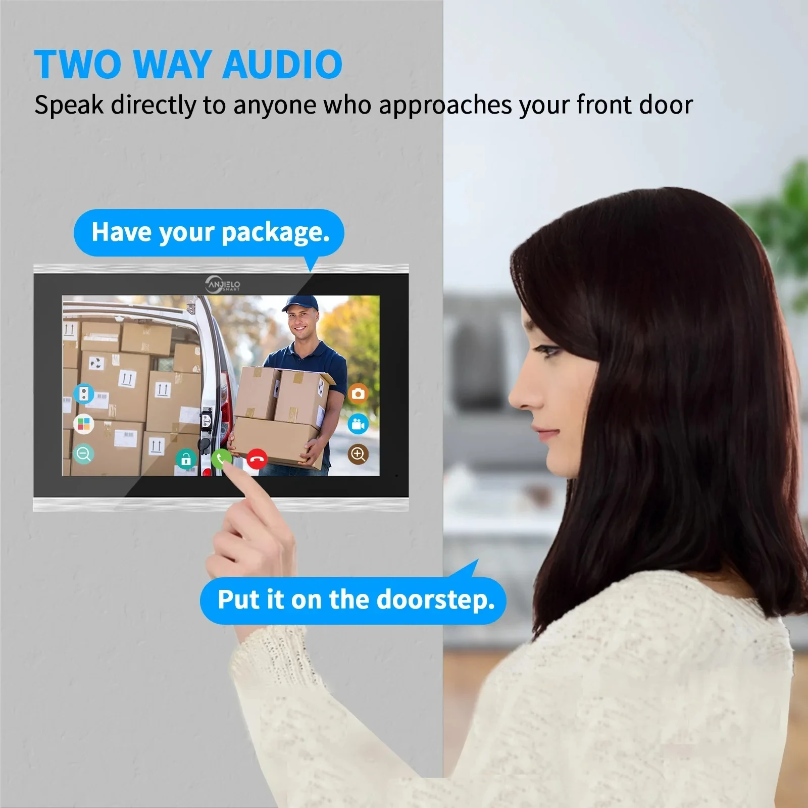 Anjielo 1080P Video Intercom Voor Huis Appartement Beveiliging Kit Deurbel 5in1 Unlock Card Vingerafdruk Wachtwoord Wifi Tuya 10 Inch