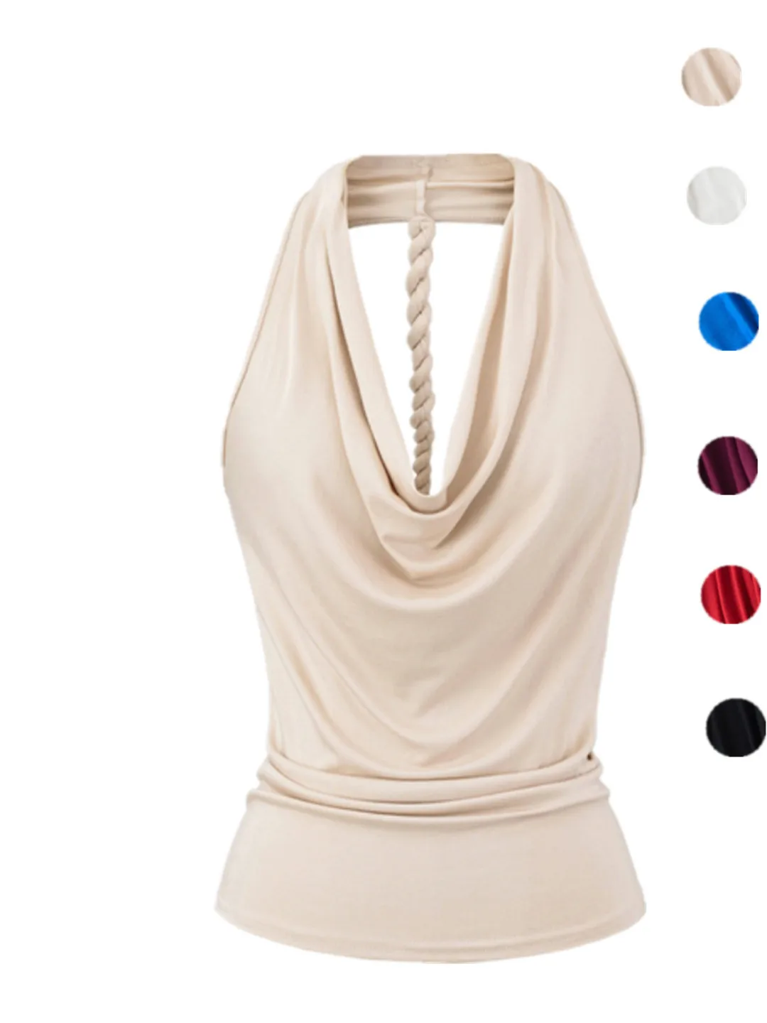 Design Sensation Backless Strapless Vest Hanging Neck Sleeveless Top Street Style Short Length Zipper Closure  Color