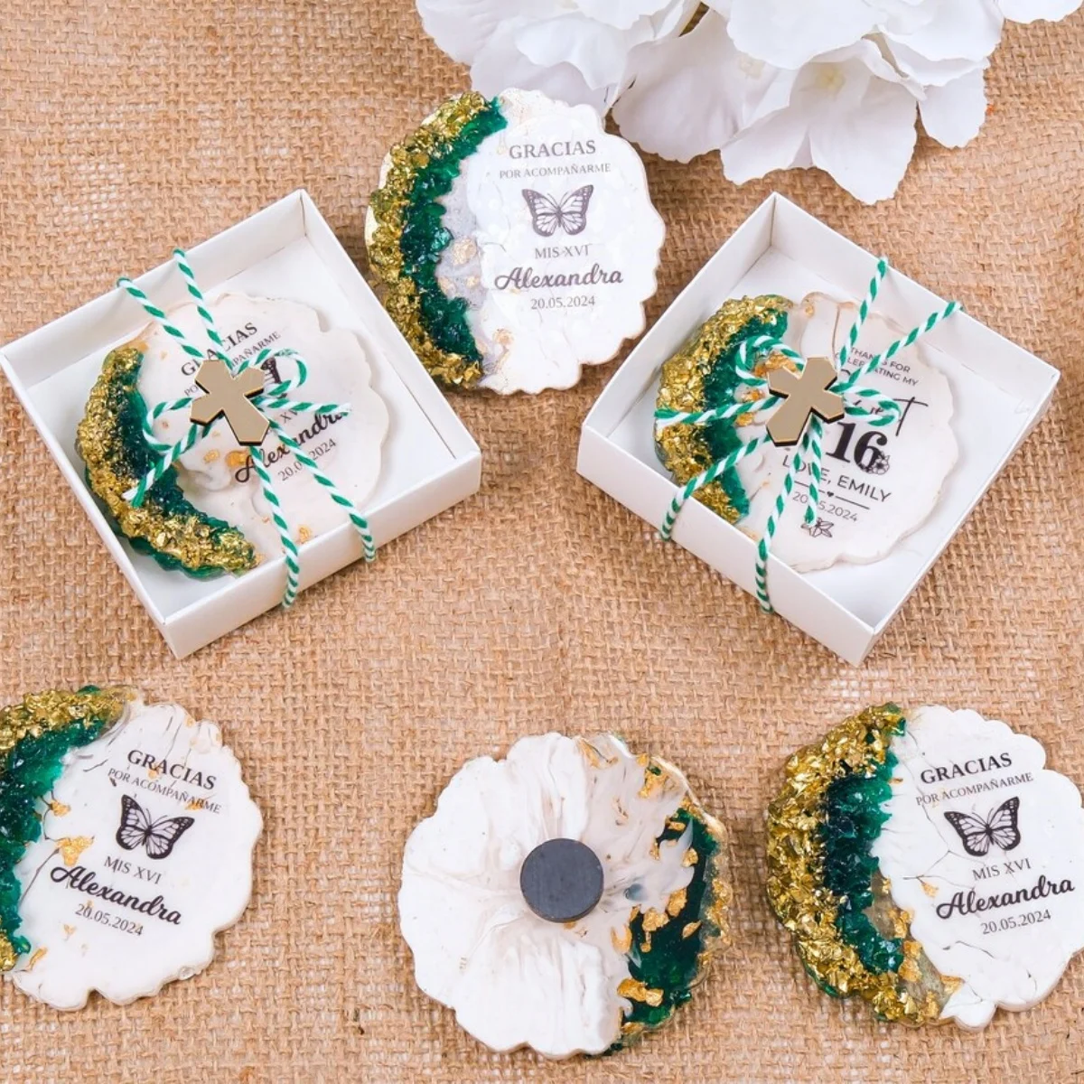 Epoxy Resin Magnet Quinceanera Favors, Sweet 16 Magnet Favor, Baptism Favors for Guests, First Communion, Baby Shower Fridge Mag