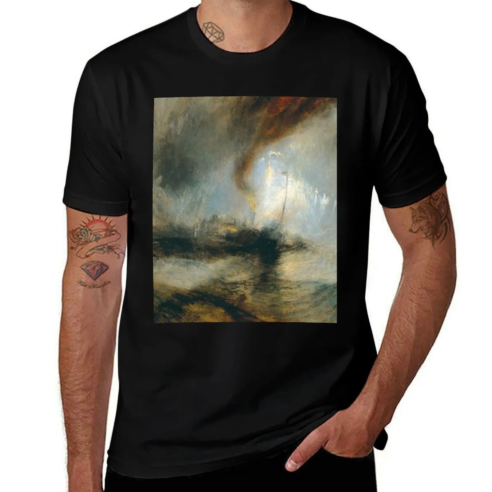 

J.M.W. Turner Snow Storm - Steam-Boat off a Harbour's Mouth T-Shirt man t shirt graphic t shirts for man graphic funny T-shirt