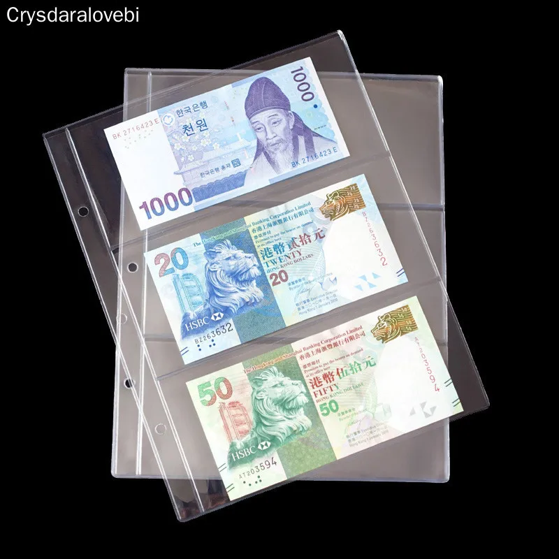 5pcs Pages Paper Money Album Currency Banknote Collection Book Album Storage Paper Money Postage Stamps Pocket Holder Book