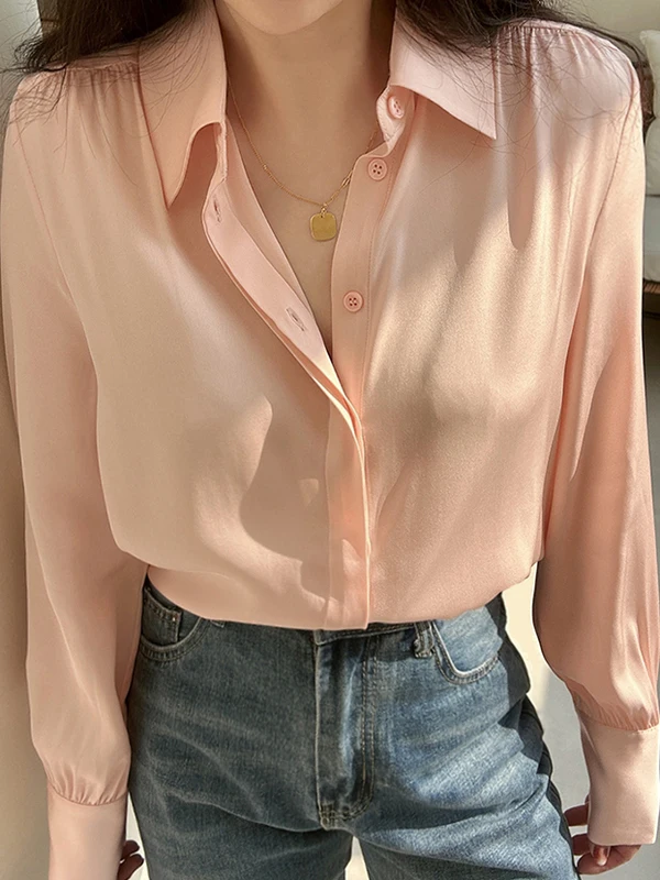 

Классическая художественная шелковая блузка для повседневной носки, плиссированная, свободного кроя, пастельных цветов, с длинным рукавом