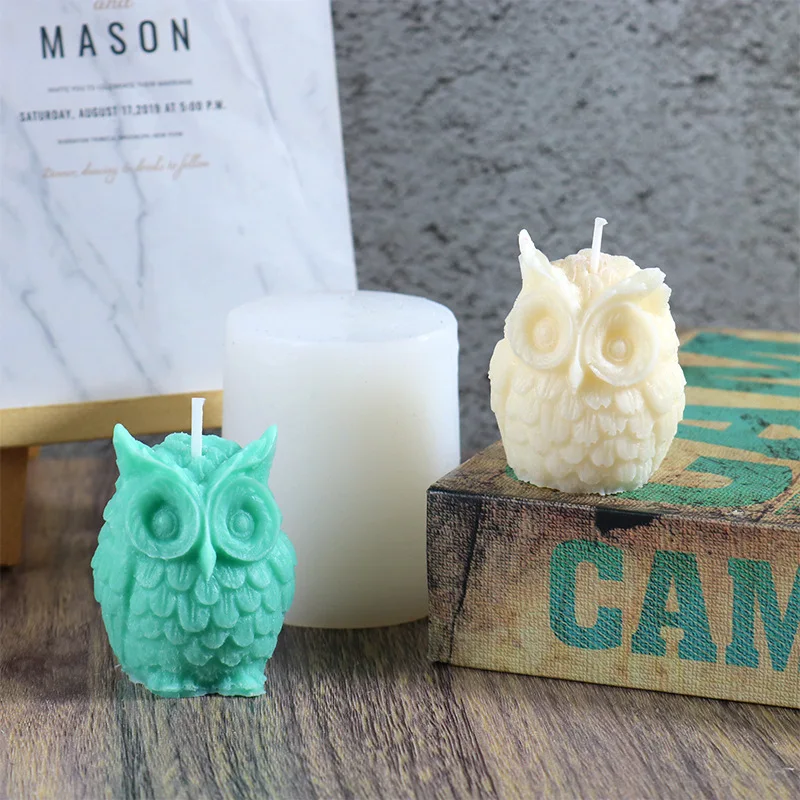 1pc 3D Owl Candle Mold Silicone Mold for Candle Making DIY Handmade Soap Plaster Resin Molds Wax Would Cake Decor Baking Tools