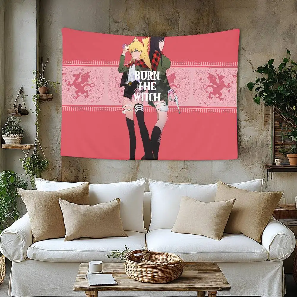 حرق الساحرة الرسوم المتحركة الرسوم المتحركة معلقة البوهيمي نسيج البوهيمي جدار المفروشات ماندالا Kawaii غرفة ديكور