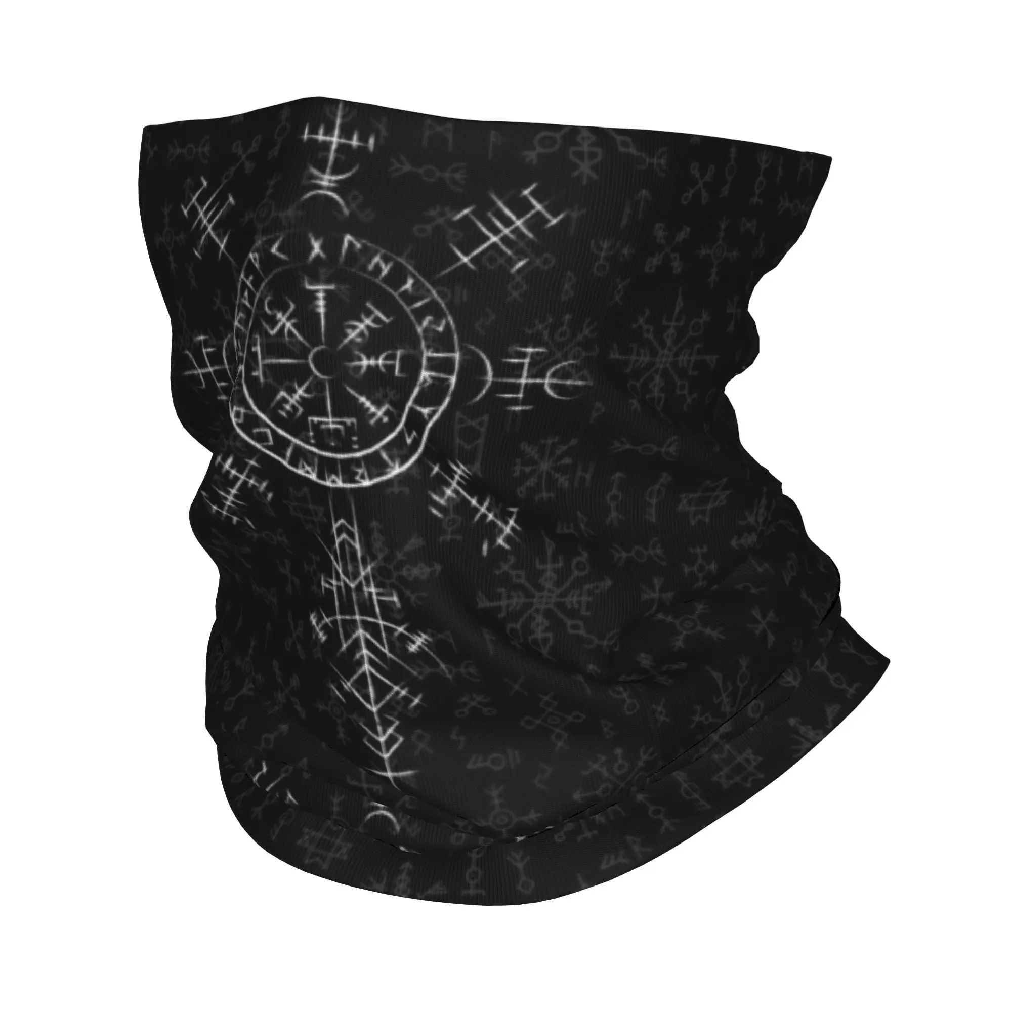 Lucky Charm Viking Compass Vegvisir Bandana Neck Warmer Men Windproof Wrap Face Scarf for Ski Vikings Valhalla Gaiter Headband