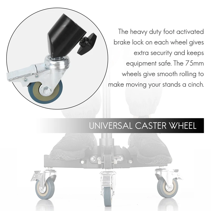 New 3PCS 22mm Photo Studio Universal Caster Wheel Tripod Pulley Heavy Duty for Light Stands/Studio Boom