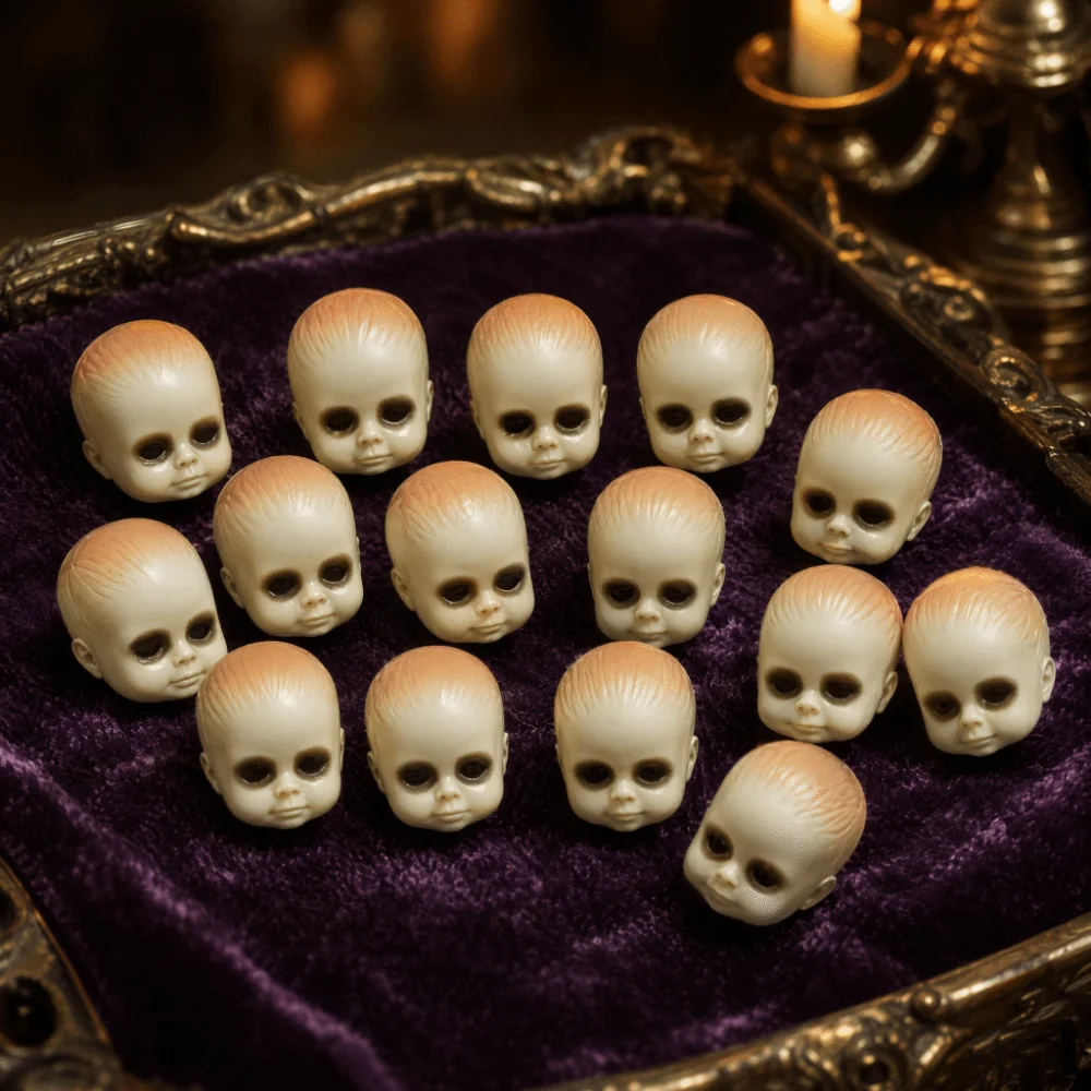12PCS Vintage Gothic Halloween Heads Delicate Lightweight Scary Mini Unique Creepy Ornament DIY