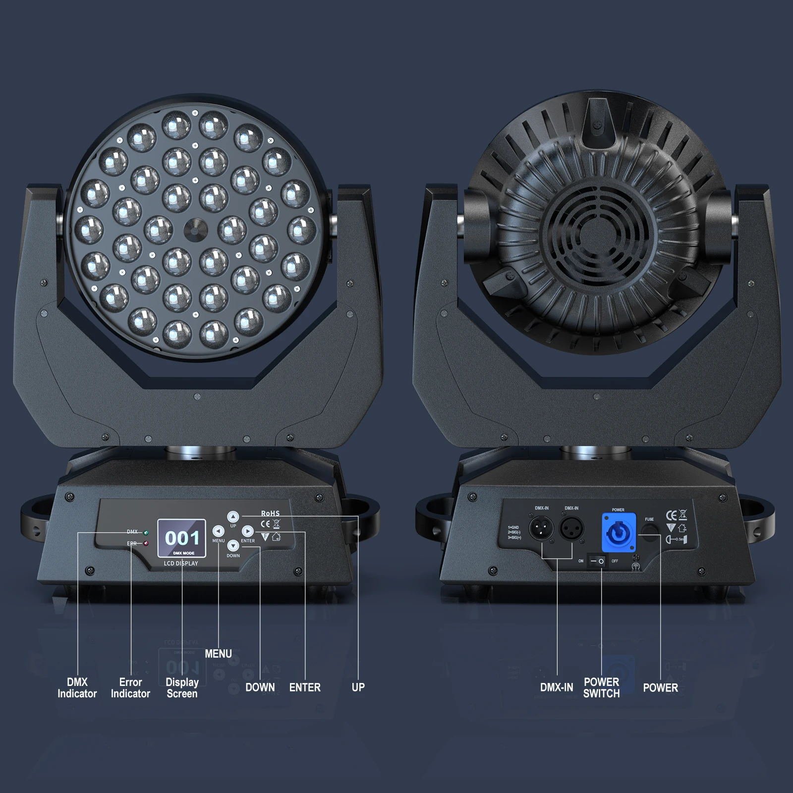 Yiflamefly 230W LED Moving Head Light 36X8W LED RGBW Wash Zoom Effect DJ Lights Stage Light For Christmas Wedding Disco Party