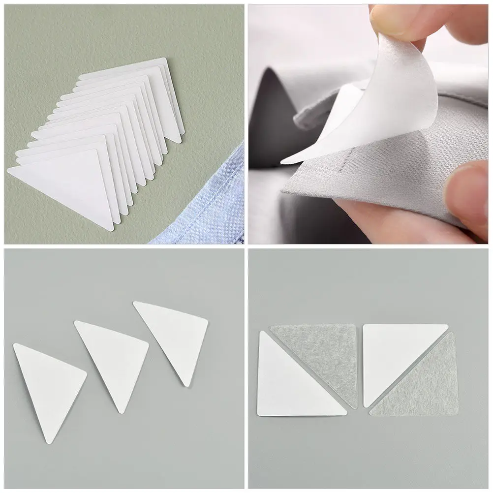 120Pcs Collar Supports Triangle Shape Shirt Collar Stays PVC Material Adhesive Inserts for Men Dress Shirts Office Work
