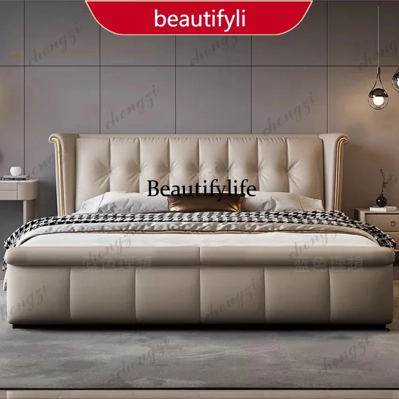 X188 King size leather bed 2 people 180x200cm Modern elegant comfortable bedroom beds luxury design camas de dormitorio furnitur